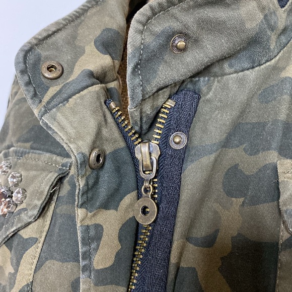 PINK ENVELOPE Camouflage Teen Womens Jacket Zip Rhinestones Light Weight L Large - Picture 3 of 10